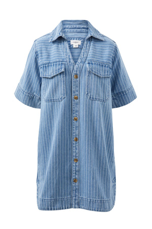 SAMMY RELAXED SHIRT DRESS-INDIGO STRIPE