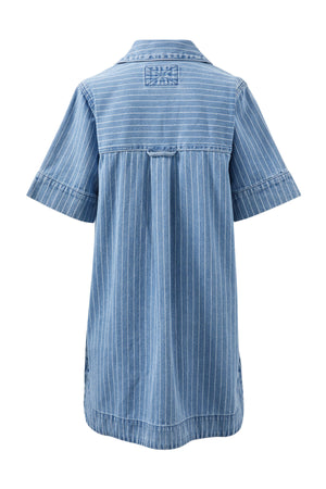 SAMMY RELAXED SHIRT DRESS-INDIGO STRIPE