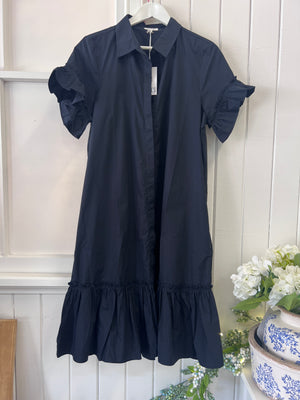 COTTON RUFFLE MIDI DRESS