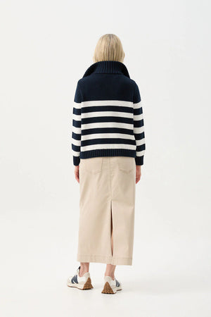 COTTON STRIPE 1/2 ZIP JUMPER