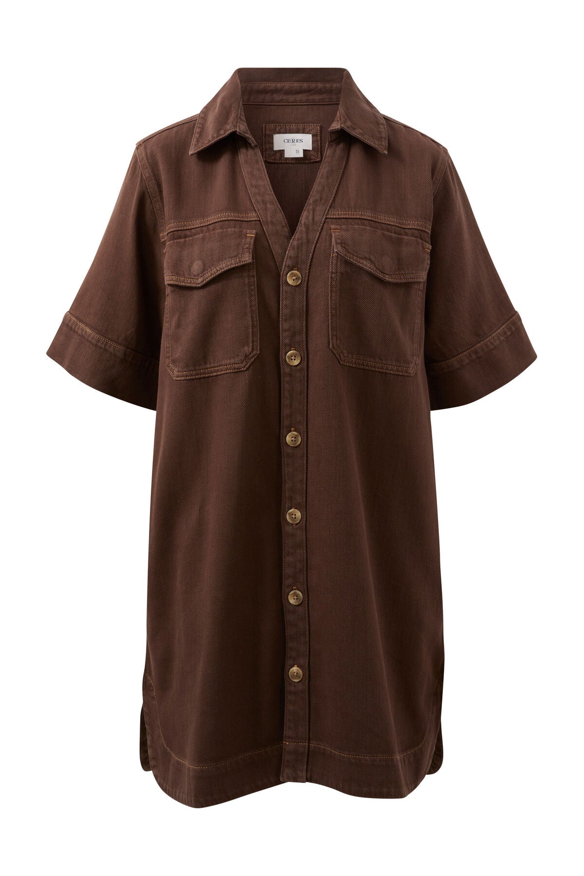 SAMMY RELAXED SHIRT DRESS-CHOC
