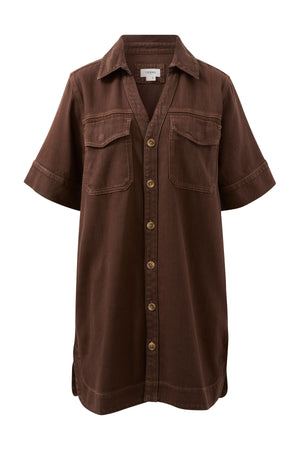 SAMMY RELAXED SHIRT DRESS-CHOC