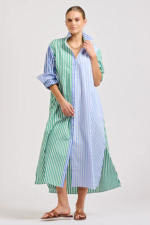 LUNA BLUE GREEN SHIRTDRESS