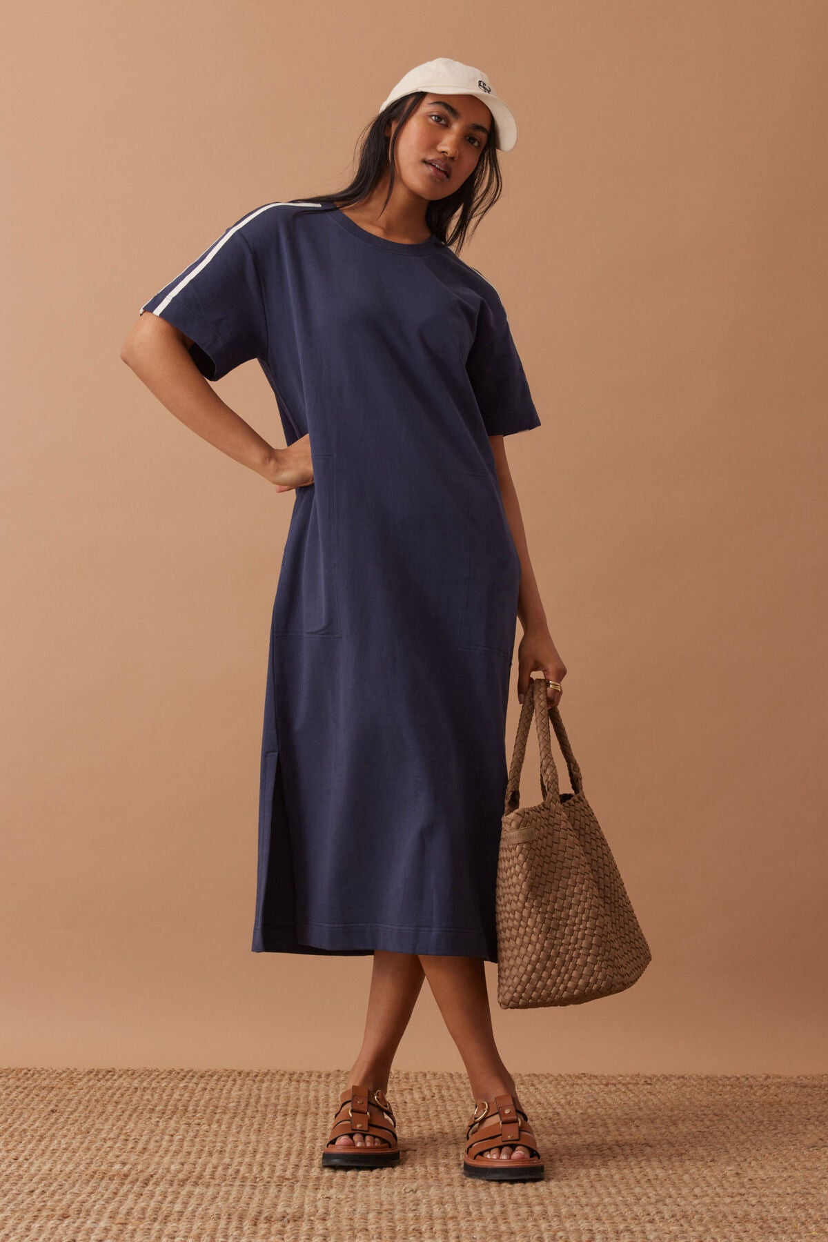 CHARLOTTE MIDI TERRY DRESS- NAVY
