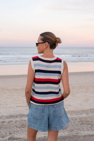 TEXTURED STRIPE KNIT TANK
