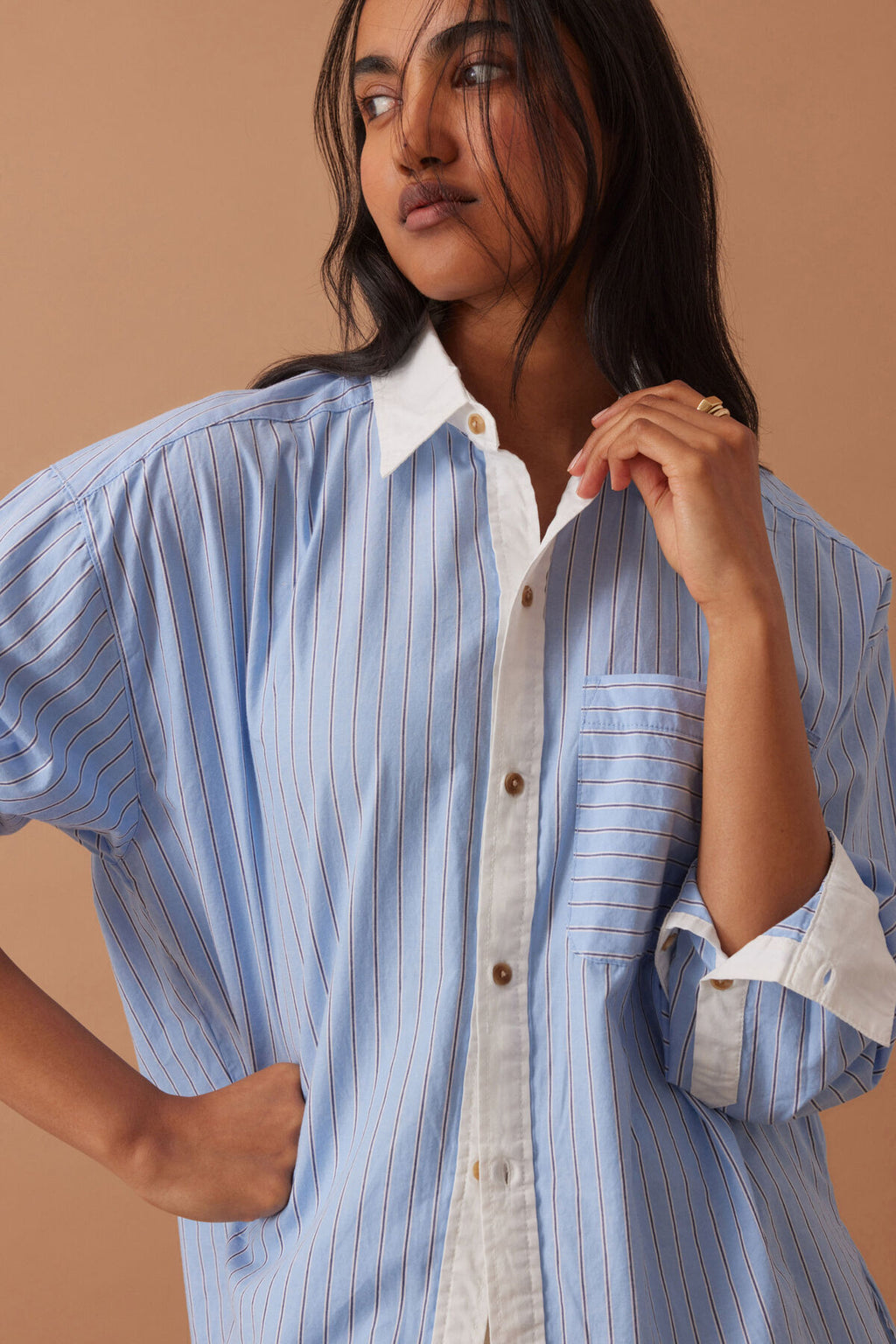 PETA OVERSIZED SHIRT- POWDER BLUE