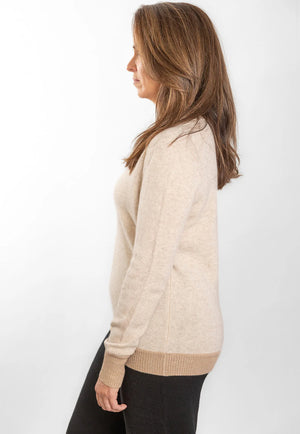 OATMEAL V NECK JUMPER