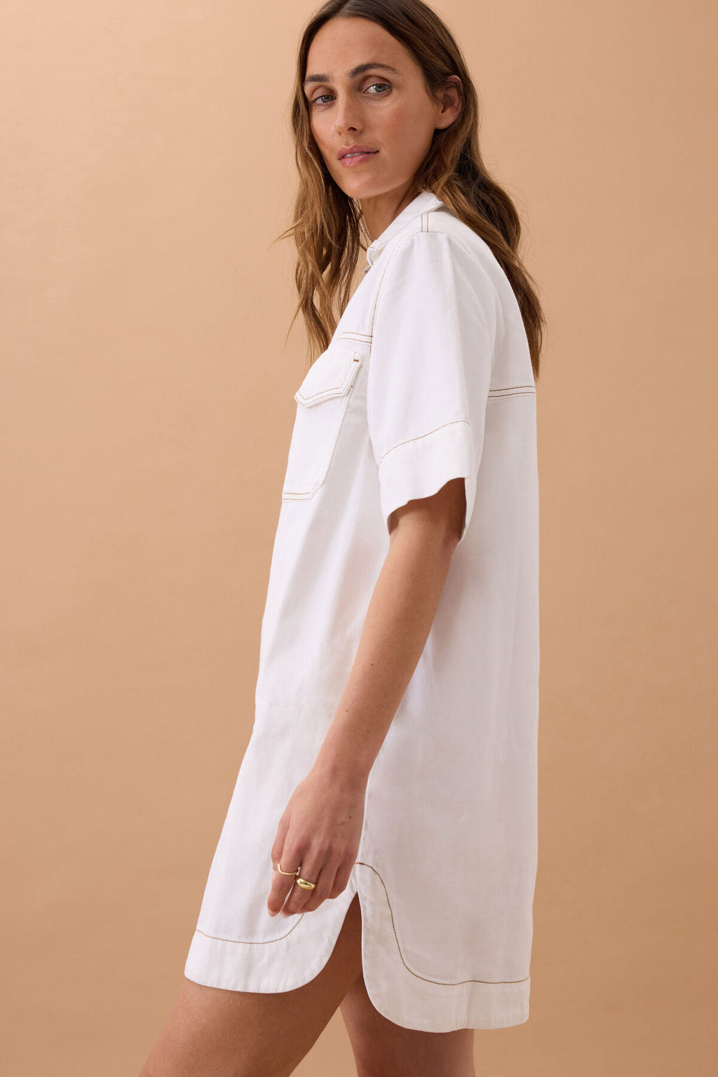 SAMMY RELAXED SHIRT DRESS-ECRU