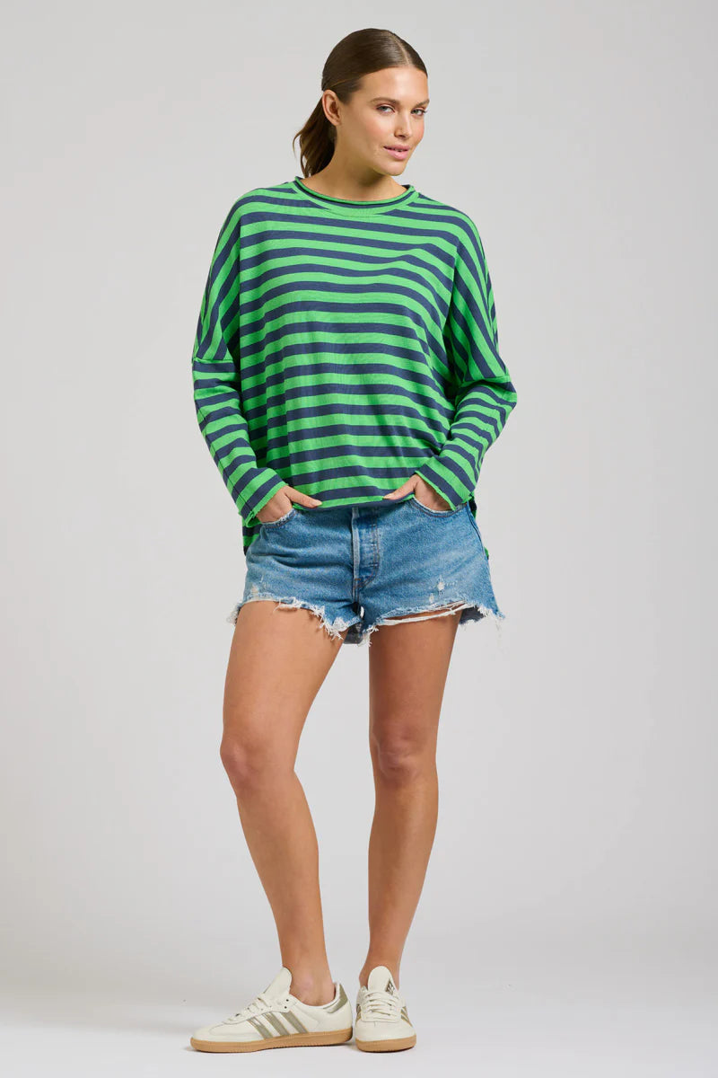 NAVY/GREEN RAW SUMMER SWEAT SHIRT