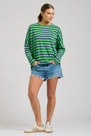 NAVY/GREEN RAW SUMMER SWEAT SHIRT