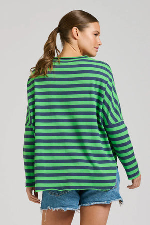 NAVY/GREEN RAW SUMMER SWEAT SHIRT