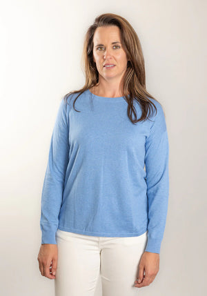 COTTON CASHMERE CREW- BLUE
