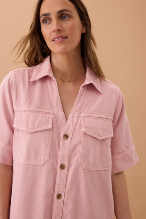 SAMMY RELAXED SHIRT DRESS- PINK