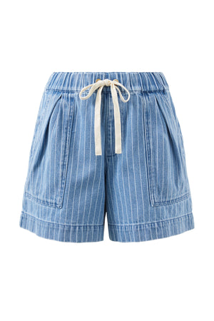 DARCY RELAXED SHORTS-INDIGO STRIPE