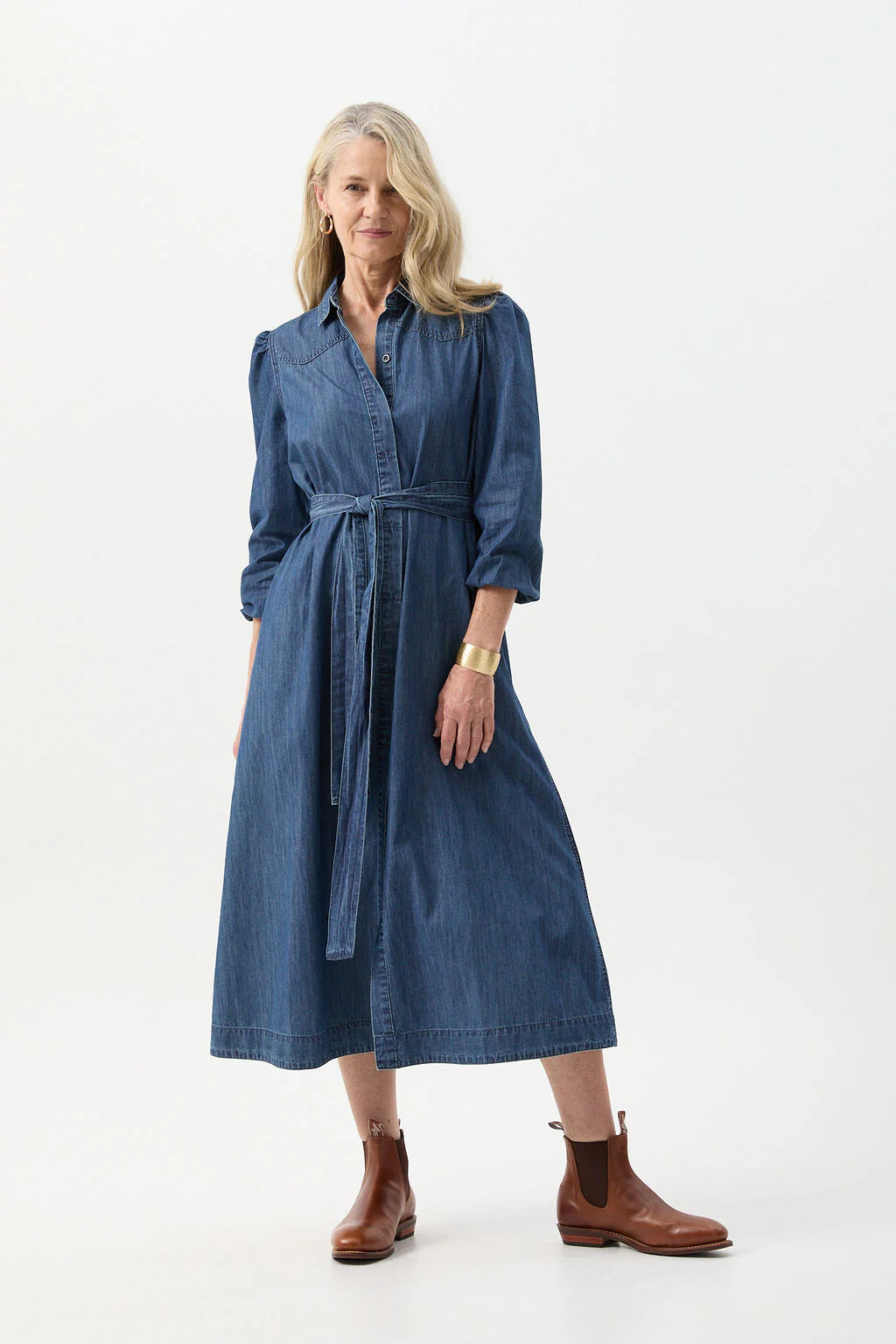 CHAMBRAY SHIRT DRESS