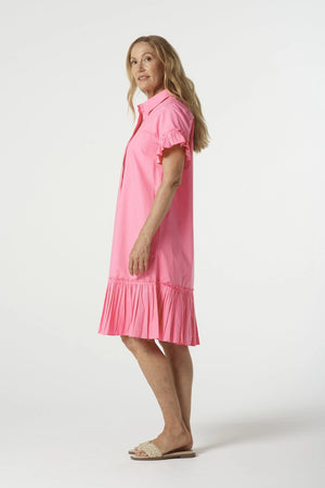 COTTON RUFFLE MIDI DRESS