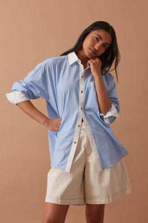 PETA OVERSIZED SHIRT- POWDER BLUE