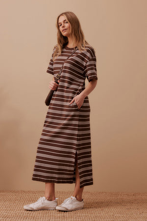 CHARLOTTE MIDI TERRY DRESS-CHOC