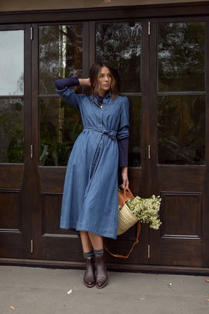 CHAMBRAY SHIRT DRESS
