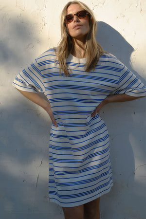 CLEO MINI TERRY DRESS- AZURE
