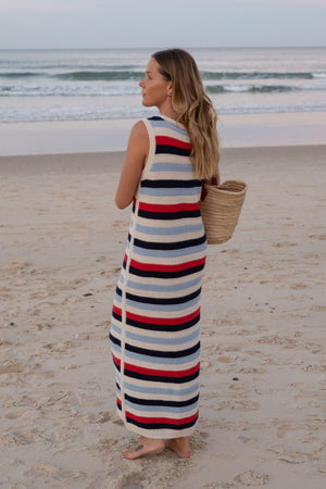 TEXTURED STRIPE KNIT DRESS