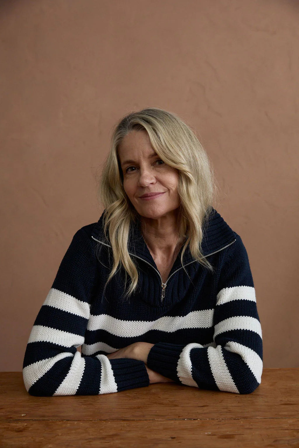 COTTON STRIPE 1/2 ZIP JUMPER