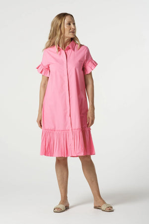COTTON RUFFLE MIDI DRESS