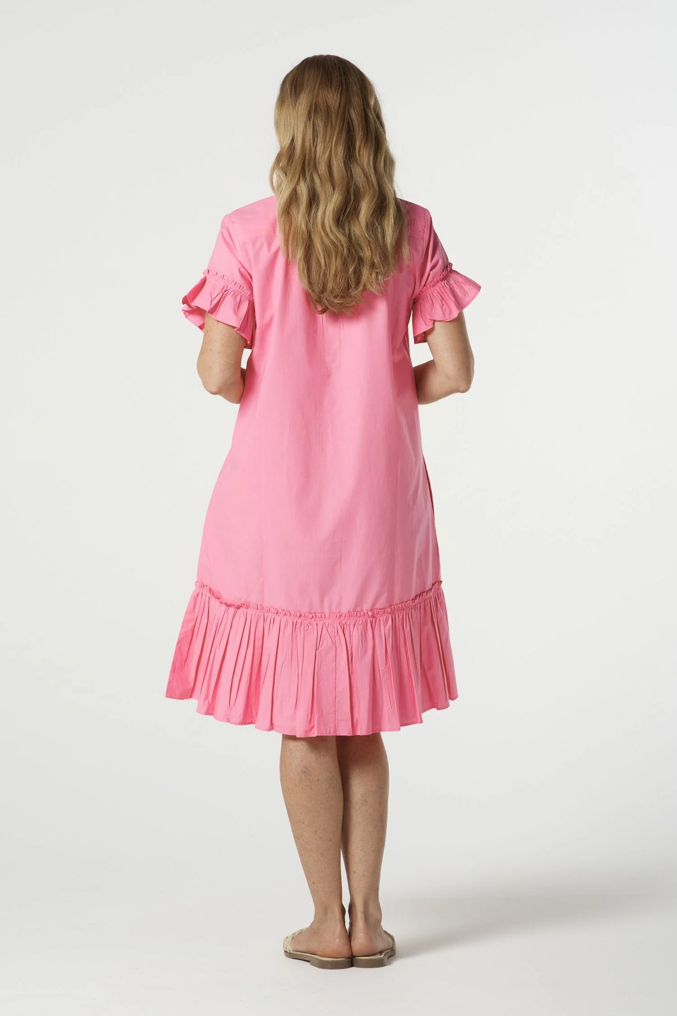 COTTON RUFFLE MIDI DRESS