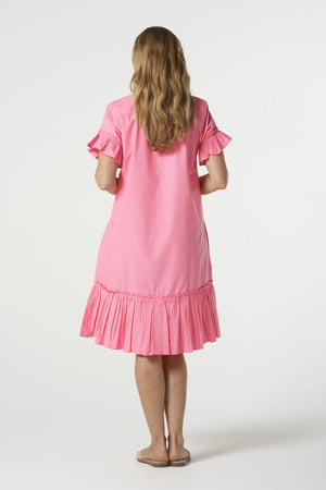 COTTON RUFFLE MIDI DRESS