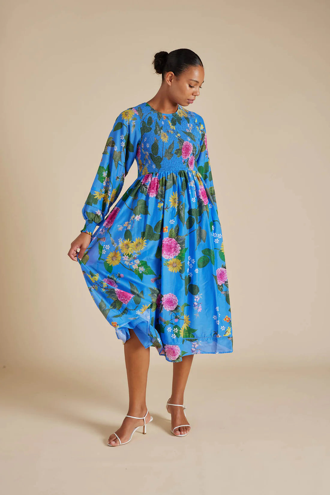 JADE COTTON SILK DRESS IN PERIWINKLE ARIA