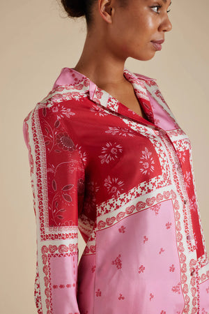 SABRINA SILK TWILL SHIRT IN LOLLY