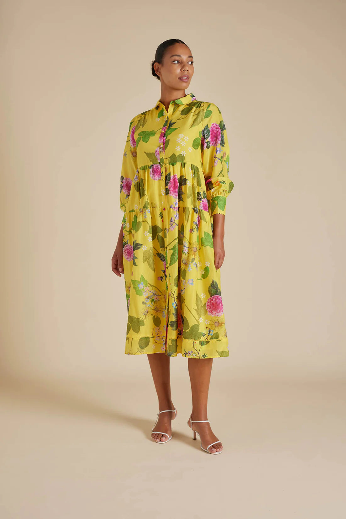 HAZEL COTTON SILK DRESS IN MUSTARD