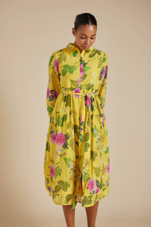 HAZEL COTTON SILK DRESS IN MUSTARD