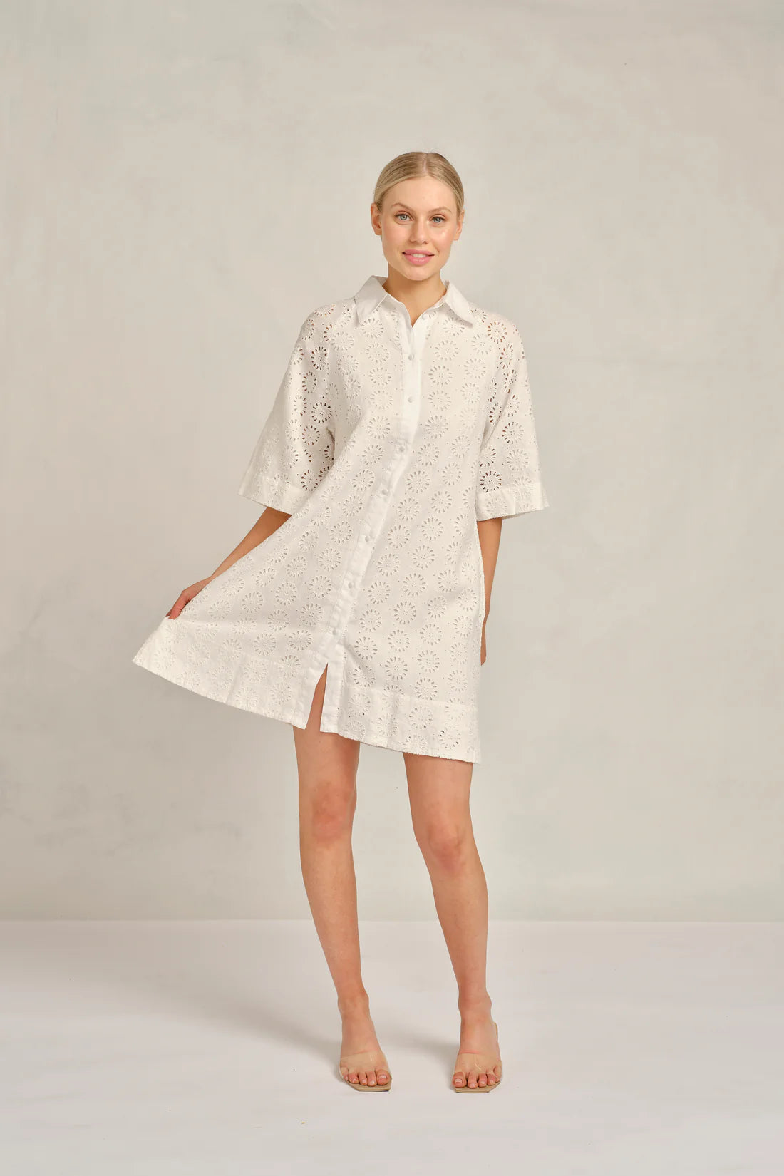AURIENNE LINEN BROIDERY DRESS