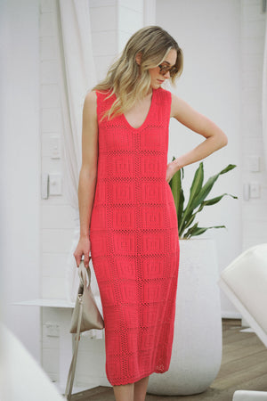 SQUARE KNIT MIDI TANK DRESS