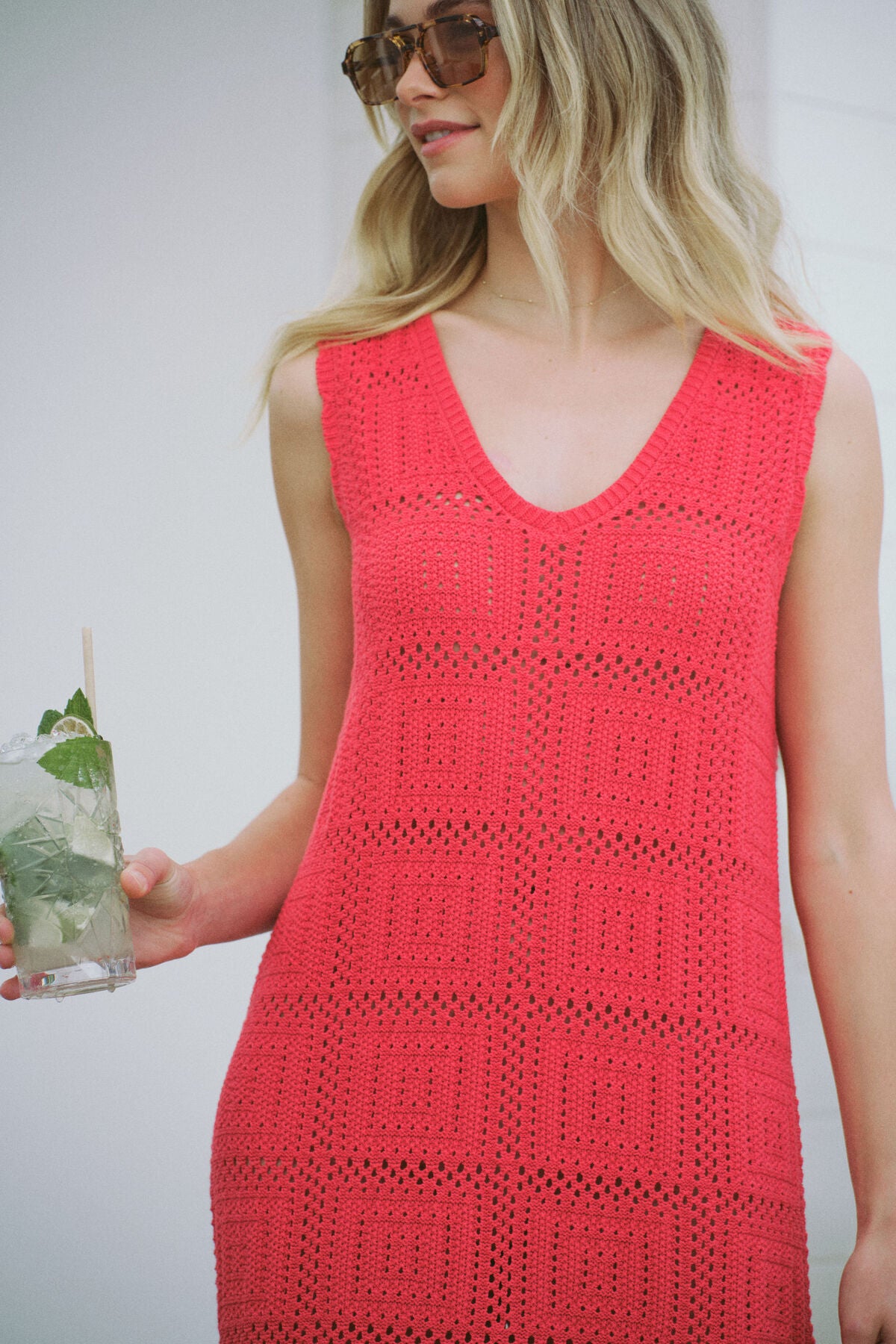 SQUARE KNIT MIDI TANK DRESS