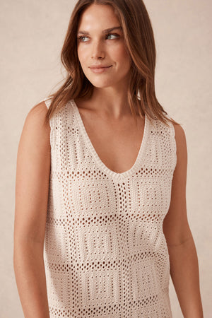 SQUARE KNIT MIDI TANK DRESS