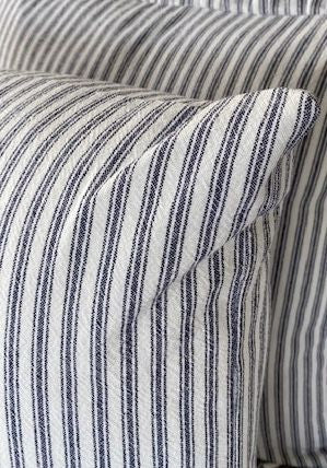 BLUE TICKING CUSHION